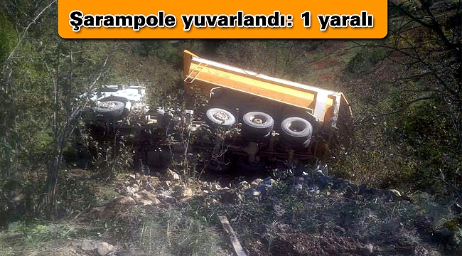 Kamyon şarampole yuvarlandı: 1 yaralı
