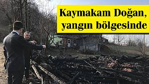 Kaymakam Doğan evi yanan aileyi ziyaret etti