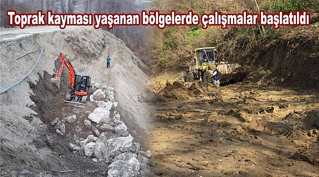 Türkeli'de toprak kayması yaşanan yollarda çalışma başlatıldı