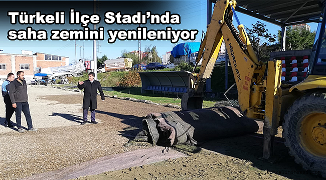 Türkeli İlçe Stadı'nda saha zemini yenileniyor