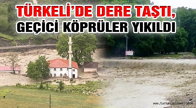 Türkeli'de dere taştı, geçici köprüler yıkıldı