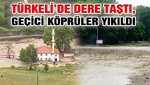 Türkeli'de dere taştı, geçici köprüler yıkıldı