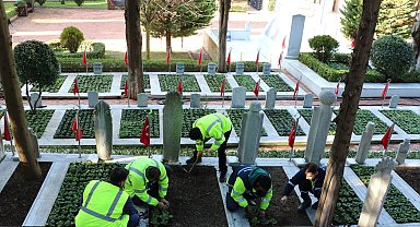 Kocaeli'de şehitlerin mezarları çiçeklerle donatıldı