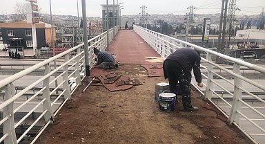 Gebze'deki üst geçidin bakımında sona rötuşlar