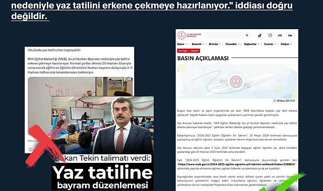 MEB : Yaz tatili erkene çekilmedi!