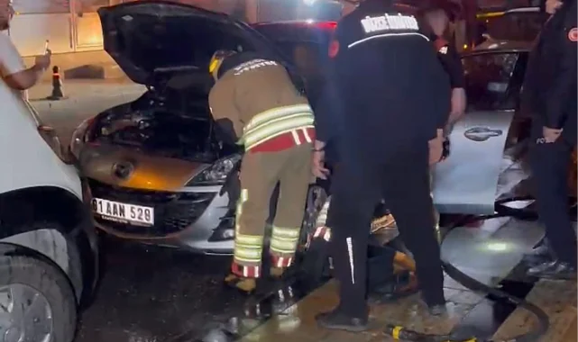 Düzce'de maskeli bir kişi otomobili kundakladı