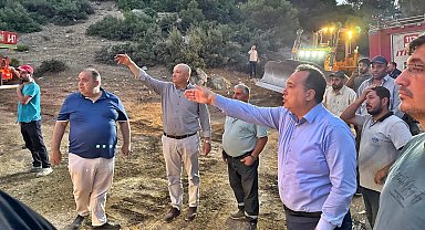Manisa'da Başkan Dutlulu yangın bölgesinde saha çalışmalarını inceledi
