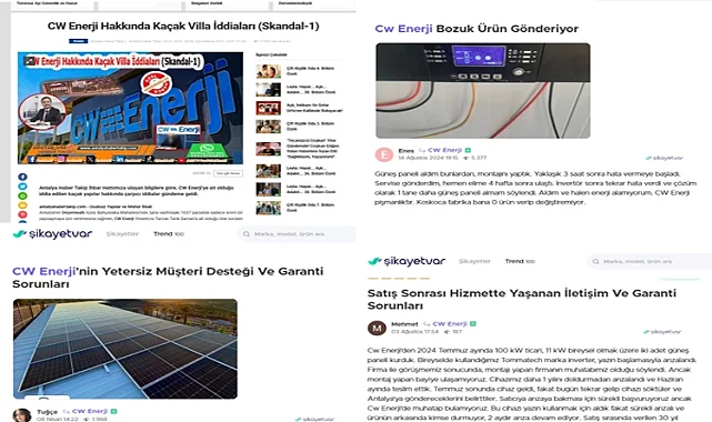 CW Enerji müşterileri isyan ediyor! Hizmet ve ürün kalitesi yetersiz