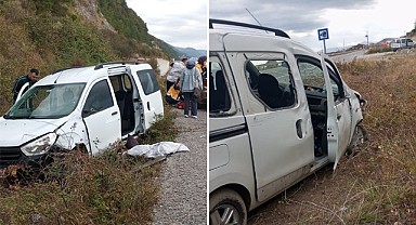 Güllüsu’da otomobil istinat duvarına çarptı: 3 yaralı