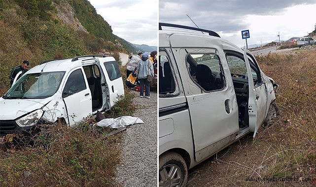 Güllüsu’da otomobil istinat duvarına çarptı: 3 yaralı