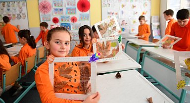 Bursa Osmangazili çocuklar sonbaharın renklerini sanata işledi