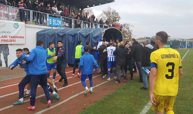 Ergene Velimeşespor ile Uzunköprüspor maçında gazeteciye ve futbolculara saldırı!