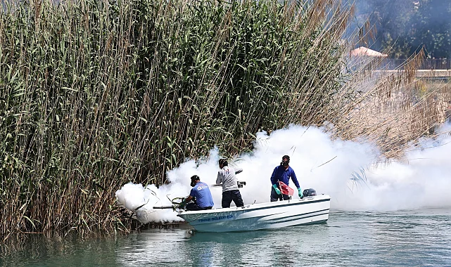 Antalya'da denizden karaya ilaçlama yapılıyor