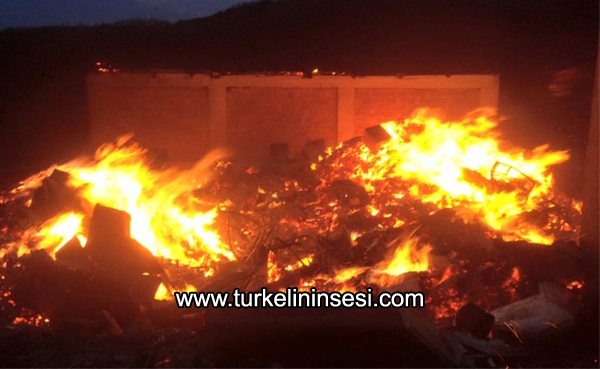 İki katlı ev yandı, hayvanlar telef oldu
