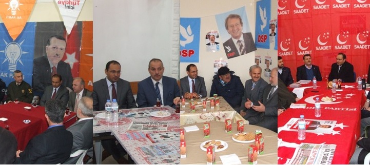 Kaymakam Kalkan, seçim bürolarını ziyaret etti